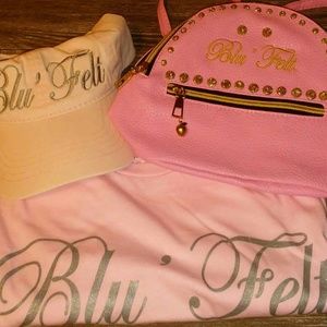 Blu'Felt babydoll tee , hat an backpack purse